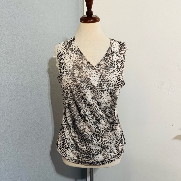 Cable & Gauge Women Snake Print Sleeveless Stretchy V-Neck Party Top Size Large - Picture 1 of 14